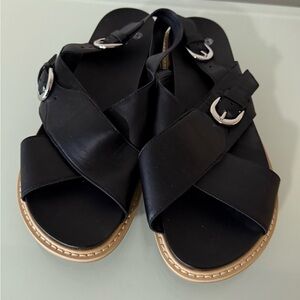 Susina Black and Silver Sandals with Minimalist Design